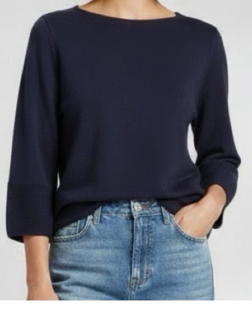 COS Boat neck Minimalist Navy long sleeve Shirt
